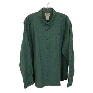 NWOT Mens Size XL XLT 4XL LL Bean Green Chambray Stretch Button Up Shirt Top NEW